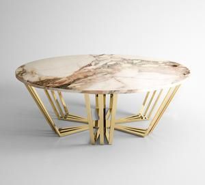 Mesa de centro moderna de metal dorado rosa con tapa de mármol o tapa de cristal, muebles elegantes para sala de estar, superventas de 2021 - Product Image 2