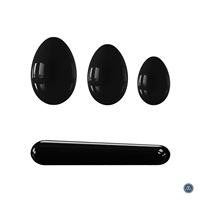 Premium-Qualität Poliertes Ovales Edelstein-Yoni-Ei-Set Gravierter Rosenquarz Amethyst Schwarzer Obsidian Feng Shui Frauen-Kegel-Übungsset