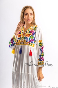 Bordado largo vestidos Maxi Africana manga larga bordado Floral fiesta Casual elegante vestido - Product Image 5