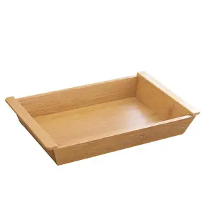 Plateau de service en bois et bambou, plateau décoratif pour Table basse, données en or 99