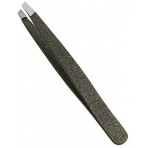 Pince à épiler personnalisée à marque privée en acier inoxydable, pointe lisse de 10 mm, prise en main parfaite, plate et inclinée pour sourcils - Product Image 2