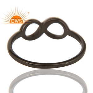 สีดำออกซิไดซ์ที่ทำด้วยมืออินฟินิตี้เท้าออกแบบ925สาวเงินแหวนแฟชั่นผู้ค้าส่งเครื่องประดับเงินธรรมดา - Product Image 3
