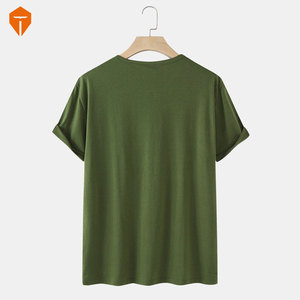 Mens Basics Solid Color Half Button Short Sleeve T-Shirt - Product Image 2