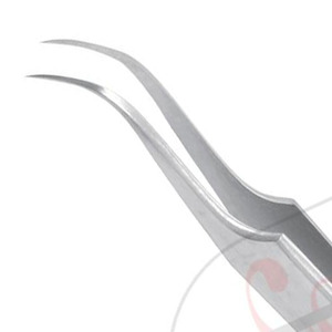 Pinzas de volumen de punta estrecha clásica curvada fuerte de acero inoxidable, en Color satinado, Etiqueta Privada, Punta curvada, volumen - Product Image 3