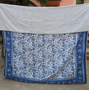 High Quality King Size Block Printing Cotton Fabric Flat Duvet Cover With Pillow Cover Set Reversible Bedspread Home Bedding - Product Image 1