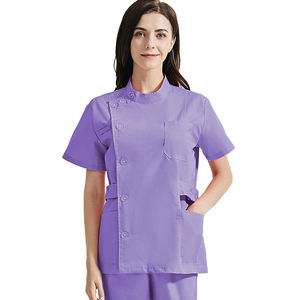 Uniformes de hospital unisex de verano último diseño botón lateral enfermera Jogger Scrubs poliéster Spandex Jersey tela para clima cálido - Product Image 3