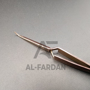 Pinset bulu mata 45 derajat profesional tipe X baja tahan karat warna Plasma Titanium emas mawar dengan ujung serat pinset bulu mata