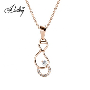 Pendentif Kitty Tail Daisini orné de cristaux <span class=keywords><strong>Swarovski</strong></span> plaqué <span class=keywords><strong>or</strong></span> 18 carats bijoux délicats pour cadeau ou fête - Product Image 1