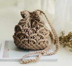 Bolso de Hombro de Mujer Hecho a Mano, Diseño Bohemio, Fácil de Usar, Tejido a Mano con Macramé de Algodón - Product Image 2