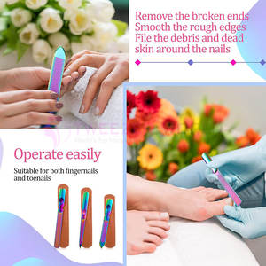 Lime à ongles en acier inoxydable, 3 pièces, avec étui en cuir, lime à ongles avec poignée antidérapante, limes à ongles pour les orteils, kit de manucure - Product Image 4