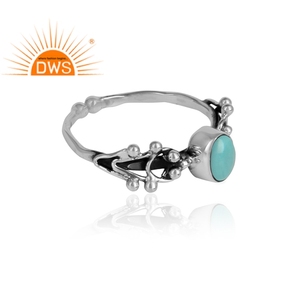 Anillo de piedras preciosas naturales de color turquesa, joyería al por mayor, de plata 925 oxidada, hecha a mano, proveedor de joyería - Product Image 2
