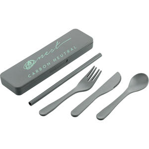 Utensilios de paja de trigo para Go-ecológico, conjunto de utensilios con tu logotipo - Product Image 3
