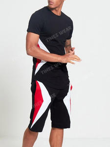 Conjunto de chándales con estampado geométrico para hombre, camiseta + pantalón corto europeo de verano, primavera - Product Image 5