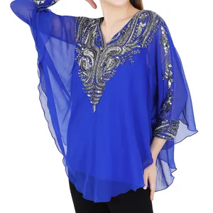 Кафтан Абая Паранджа модный дизайн в этническом стиле кафтан свободного размера ручная вышивка бусины для женщин взрослых креп-Жоржет