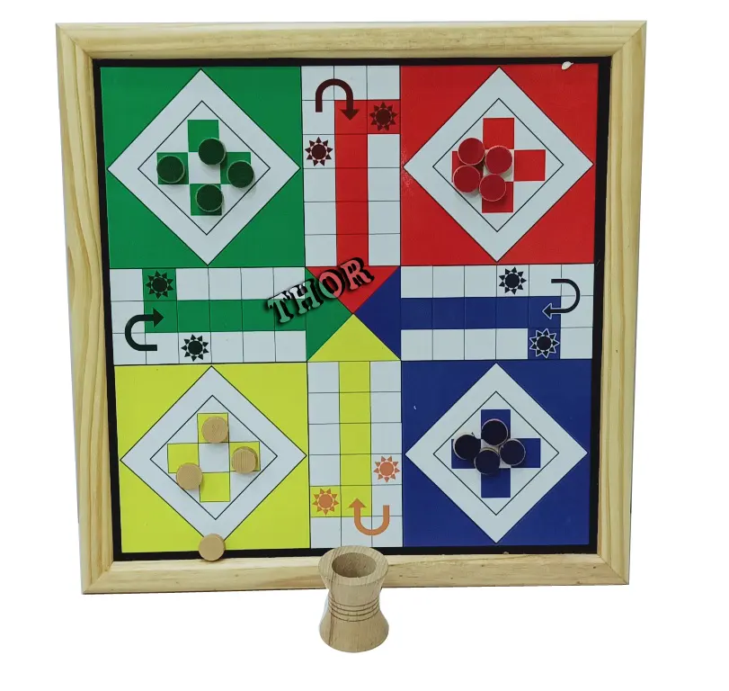 Ludo de madeira natural, jogo de tabuleiro feito à mão 2 em 1, magnético