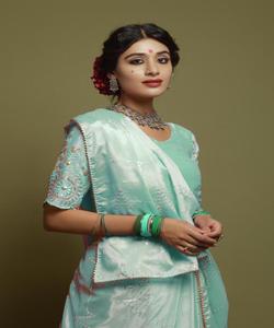 Heavy Embroidered Party Wear New Collection All Sizes and Color <b>Net</b> <b>Fabric</b> Embroidered Indian Women Wear Ready Made Saree with Apparel - Product Image 5