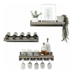 Estante de Pared para Botellas de Vino y Copas de Madera Estilo Vintage, Diseño Redondo Vintage, Decoración del Hogar, Enfriador de Cerveza, Soporte para Copas de Fiesta - Product Image 4