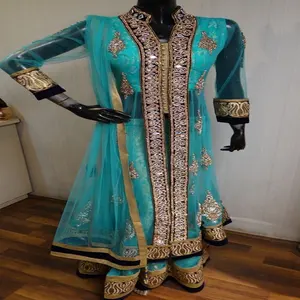 Elegante Engagement Desgaste Pesado Bordado Ternos Anarkali Lehenga