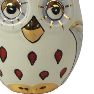 SAMBUCO CERAMICS Búho de Cerámica Hecho a Mano para Decoración del Hogar, 7 cm, Pintado a Mano con Oro Puro y Brillo Metálico Rojo, Diseño Tradicional - Product Image 3