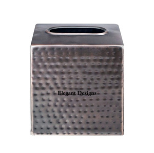 Caja de pañuelos de Metal de diseñador martillado de Color personalizado, servilletero de mesa para Hotel y restaurante, cubierta de caja de pañuelos de lujo - Product Image 1