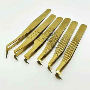 Pinces à cils finition or, pointes en fibre, pinces à cils pour extensions, pinces à cils marque privée, ensemble de pinces à cils, fournitures pour cils - Product Image 5