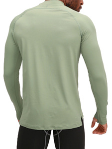 <b>Mens</b> Quick Dry 1/4 Zip Compression Shirts with Thumb Holes <b>Base</b> <b>Layer</b> Long Sleeves Moisture Wicking Athletic Tee Active Wear - Product Image 3