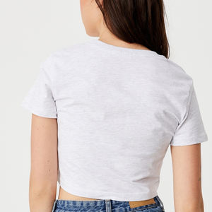 Crop Top T Shirts Sexy Basic Short TShirts White Women Shirts 2021 Short Sleeve Crop Tops with Custom Logo - Product Image 4