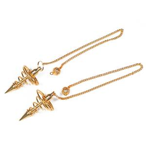 Péndulo de Metal en espiral dorado para curación de Reiki, terapia de Reiki hecha a mano, energía en espiral, Péndulo de Metal curativo metafísico - Product Image 1