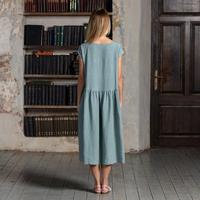 100% vêtements en lin bio été décontracté robe mi-longue pour femmes fabricants de vêtements indiens col rond Boho dame robe