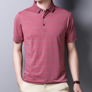 Vente en gros coton chanvre hommes Casual Slim Fit chemises col couleur Pure Polo mode polo T-Shirts - Product Image 6