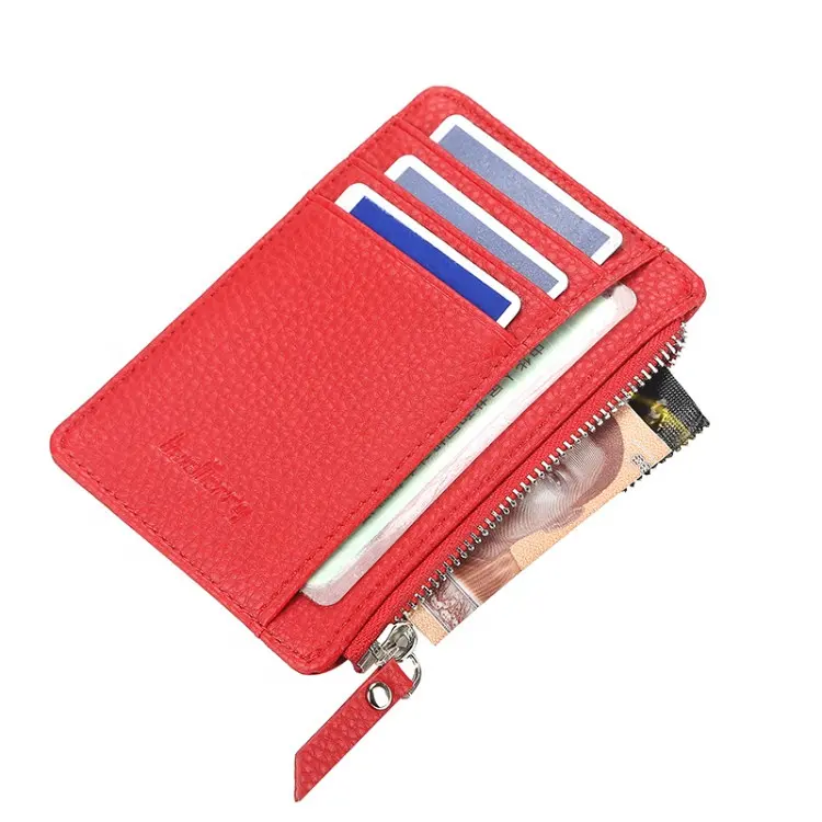 Multifunctional Ultra Thin Slim Zipper Short Driver's License Bank Leather Wallet Credit Card Holder Bag for Men and Women