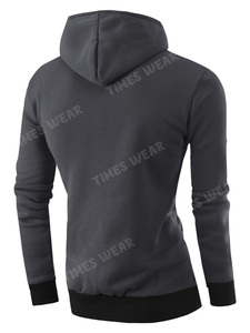 Custom Logo High Quality Slim Fit Zipper Patchwork Men's Fleece Hoodie Polyester/Cotton Quick-Dry - Product Image 3