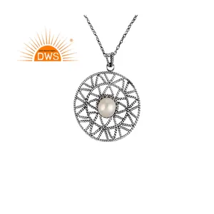 White Pearl Gemstone Pendant Women's Jewelry Supplier Silver 925 Sterling Silver Pendant Jewelry Manufacturer