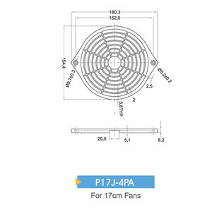 Protector de Filtro de Plástico Strikefan P17J-4PA para Ventiladores de 17 cm, Uso en Plantas de Fabricación, Hecho en China/Taiwán - Product Image 2