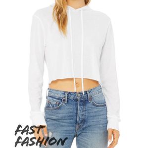Sweat à capuche court pour femme en molleton 100% coton de haute qualité, chaud, personnalisable (imprimé et brodé), vente en gros, streetwear - Product Image 3