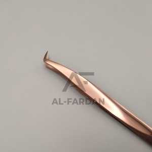 Pinzas de pestañas de plasma de oro rosa, bota delgada de 65 grados con agarre apretado, herramienta de extensión de pestañas de acero inoxidable sólido - Product Image 6