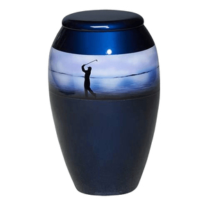 Monarach-urna de cremación para adultos, urna de metal con diseño de golf impreso, acabado brillante, barata, 200 - Product Image 1