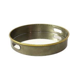 Rounded Shape Copper Plated <b>Mirror</b> Serving <b>Tray</b> Hotel & Restaurant Ware Handmade Serving Dish Wholesale Serving Platter - Product Image 2