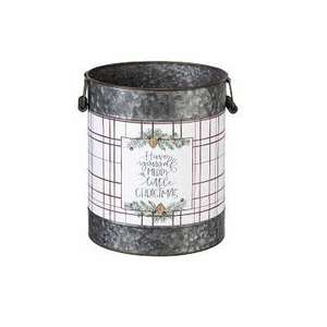 Color rojo diseño popular de calidad de lujo, regalo de Navidad tema cubo redondo cubo de Metal - Product Image 4