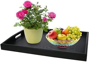 Plateau de service rectangulaire unique en métal galvanisé noir Design élégant Présentoir de petit déjeuner parfait Pièce de service élégante - Product Image 2