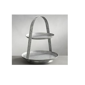 Galvanized iron two tier cake stand with handle decorative farmhouse collection for wedding and birthday parties premium - Product Image 1