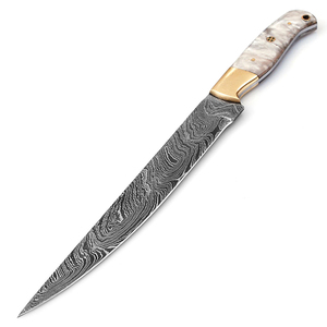 New Custom Hand Forged Damascus Fillet Fishing knife With leather Sheath cover (smk1596) - Product Image 6