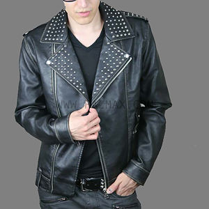 Vestes en cuir cloutées avec fermeture éclair - Product Image 1