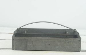 Carrito de almacenamiento galvanizado gris hecho a mano en forma cuadrada con diseño elegante perfecto para almacenamiento y organización de utensilios de cocina - Product Image 2