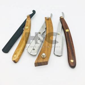 Maquinilla de afeitar recta profesional de acero inoxidable logotipo personalizado hoja reemplazable de madera sostenible maquinilla de afeitar de plástico personalizable - Product Image 1