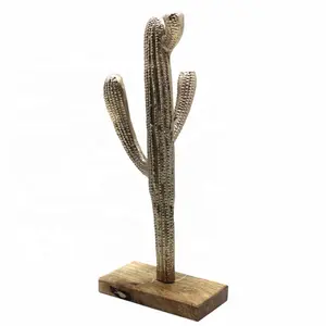 Table Top Decoration Rough Brass Designer Large Cactus Sculpture For Home And Office Decor Handmade Customized