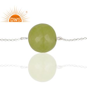 Prehnite Chalcedony <b>Bead</b> <b>Bracelet</b> Supplier Ladies Fashion 925 <b>Fine</b> Silver Chain Link <b>Bracelet</b> Jewelry Classic Collection - Product Image 3