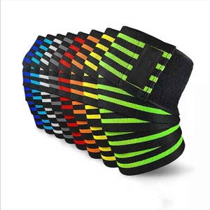 Knee Wraps (Pair) with Strap for Squats, Weightlifting, Powerlifting, Leg Press, and Cross Training - Flexible 39 inch Knee Wrap - Product Image 1