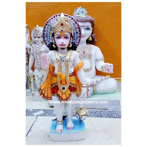 Hermosa estatua Hanuman Ji de mármol puro de pie - Product Image 1