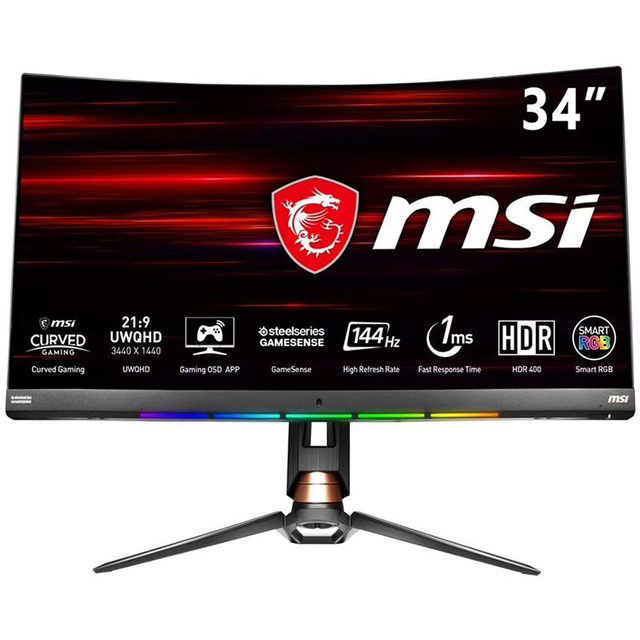 MSI Curved Gaming Monitor with 34 Inch UWQHD VA 144Hz 1ms 4K 3440 X 1440 RGB Mystic Light Support AMD FreeSync (MPG341CQR)